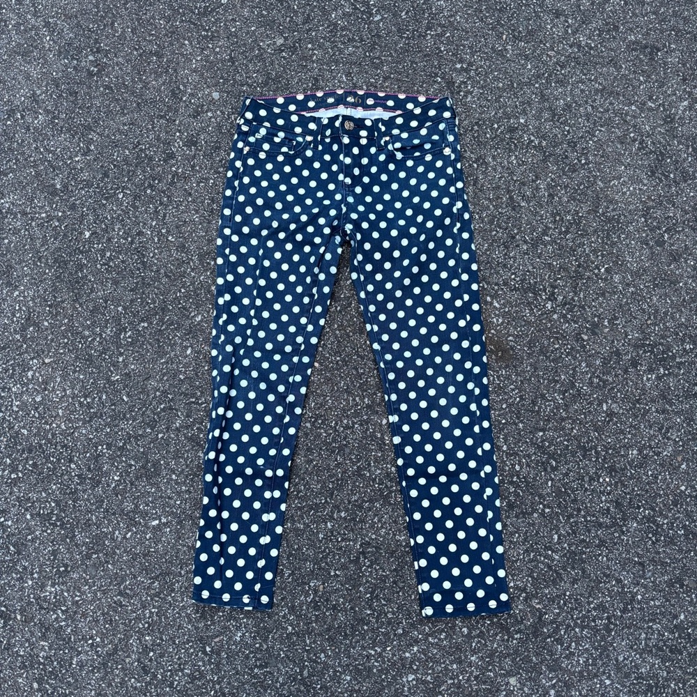Kate Spade Royal Blue Jeans with White Polka Dots
